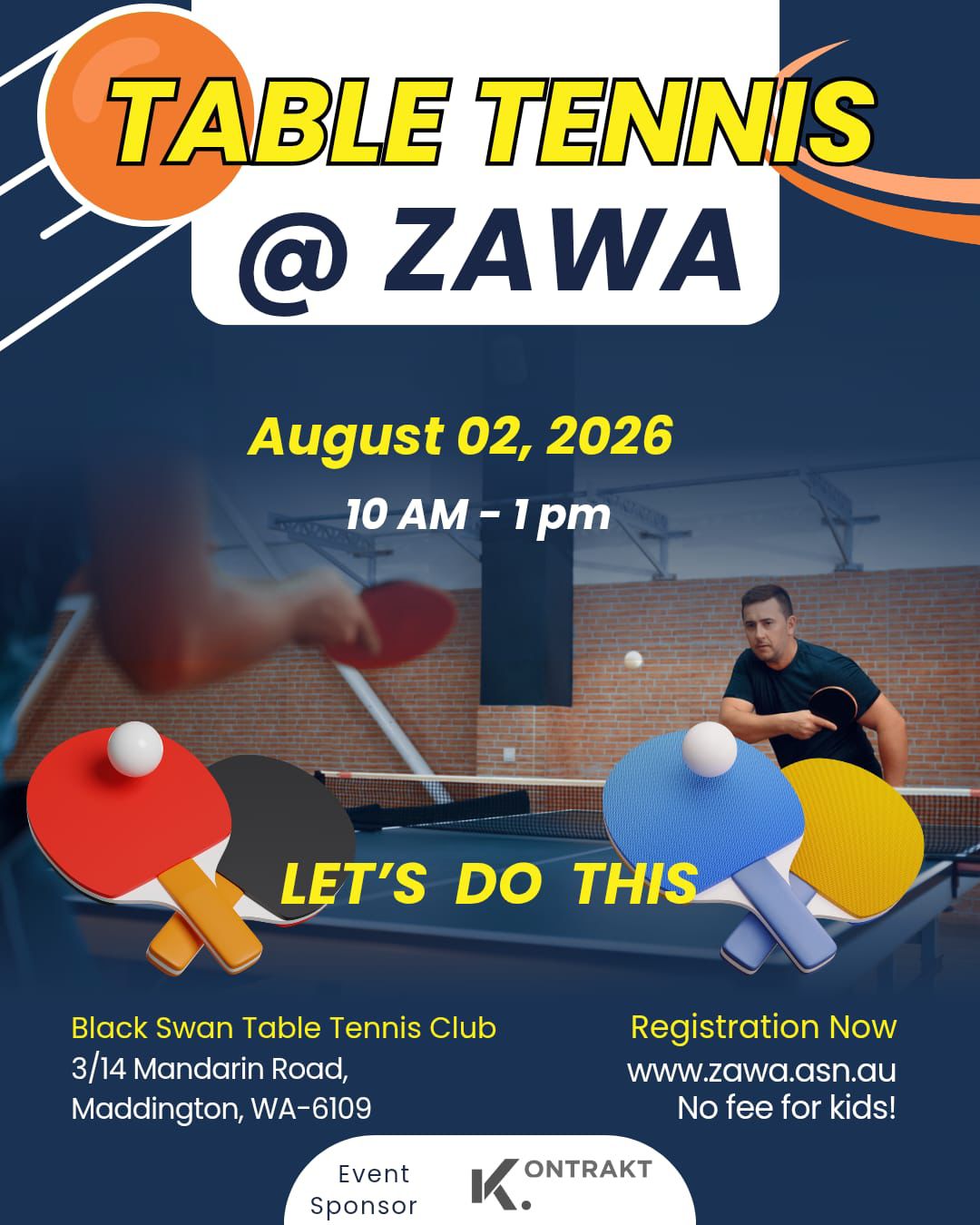 ZAWA Sports – Table Tennis - Aug 2nd 2026